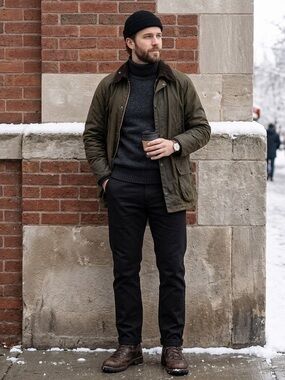Uniqlo Black Winterized Chinos Straight Leg